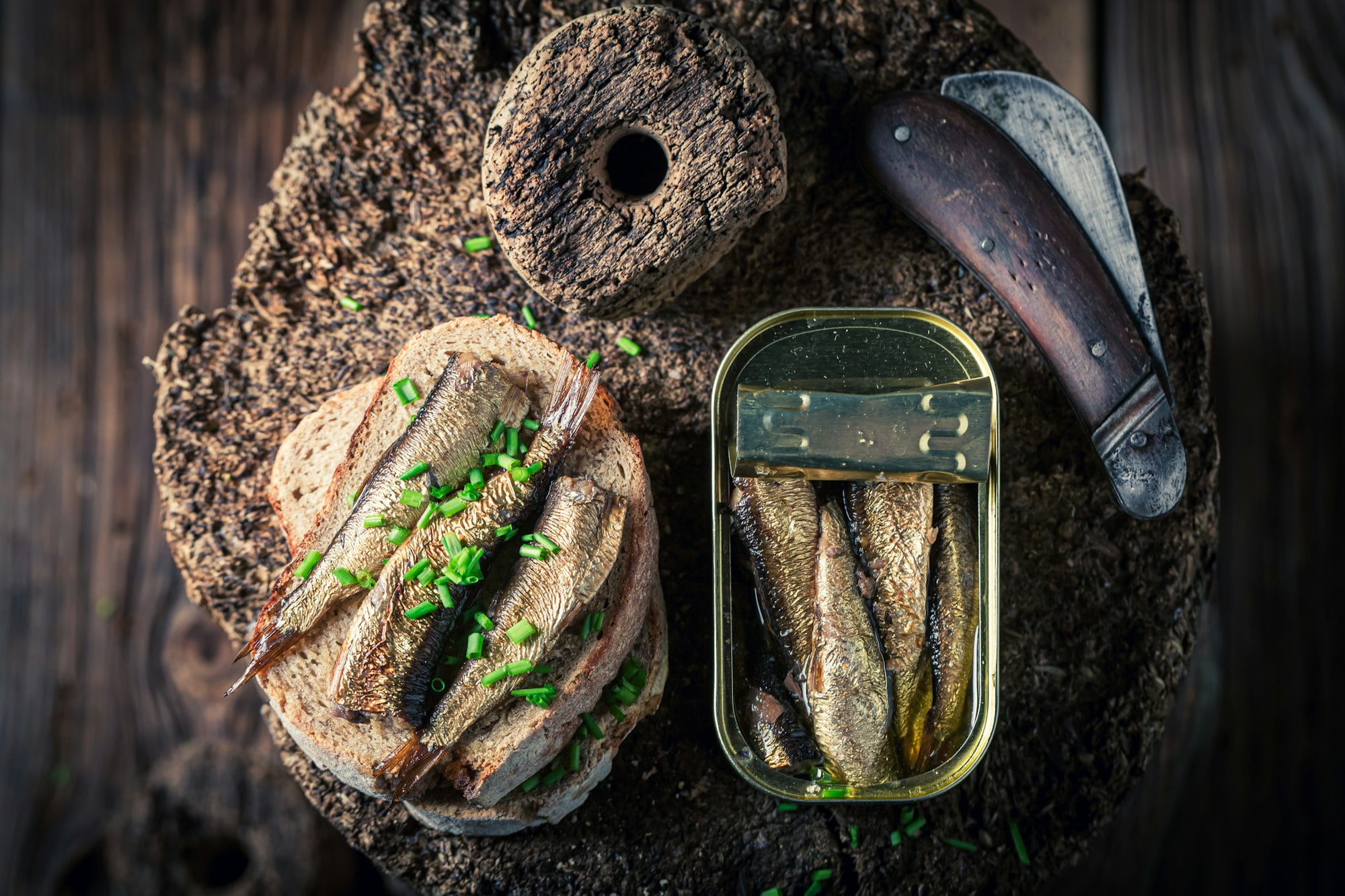 Fresh and delicious sardines sandwich with on the wholegrain bread
